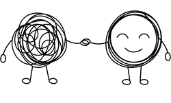 Zwei Figuren symbolisieren die psychotherapeutische Wirkung der positiven Psychologie, auf die in der Heilpraxis für Psychotherapie Winker gebaut wird.